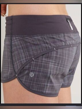 lululemon athletica Black and Gray Plaid Athletic Shorts